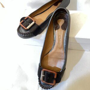 Chloe Gunmetal Leather Ballet Flats